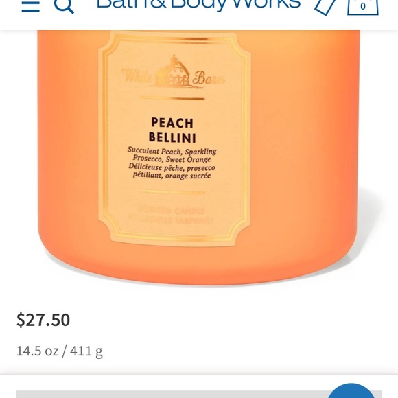 SOLD - White Barn/Bath and Body Works Peach Bellini Scented Candle - Picture 2 of 6